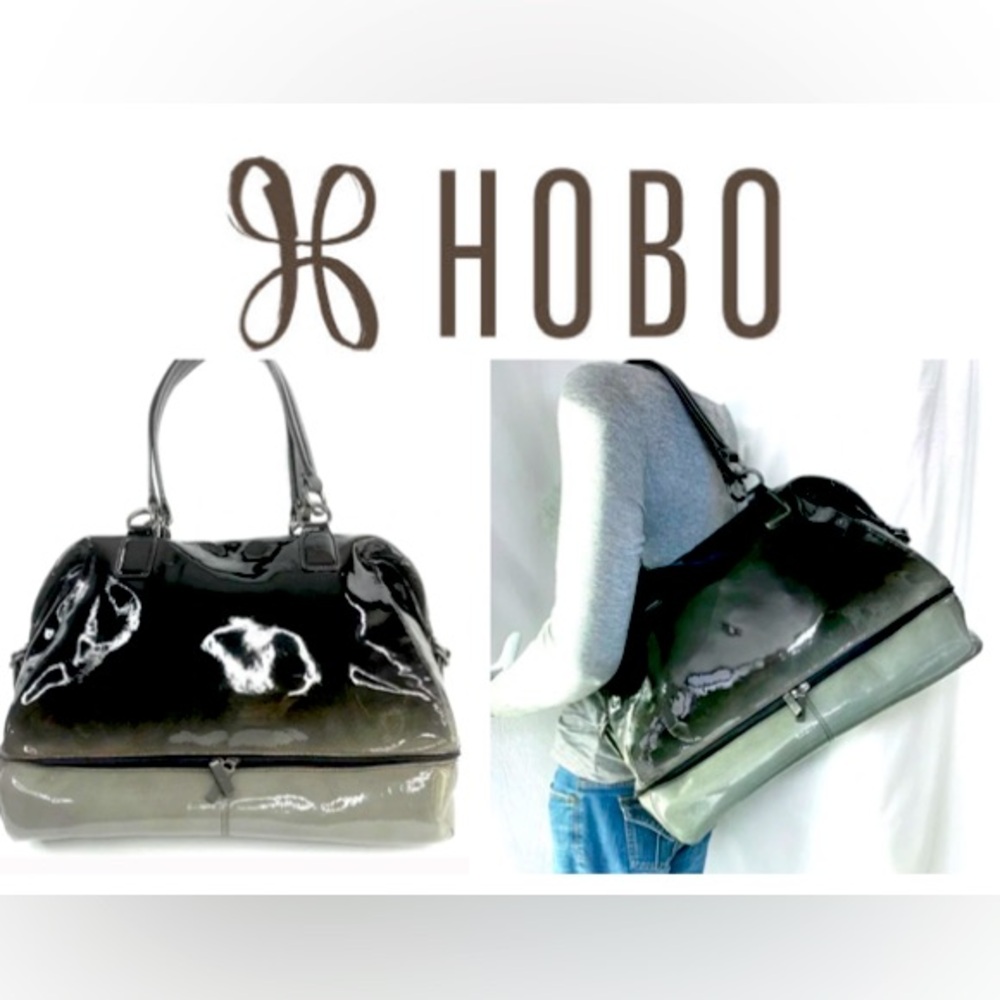 HOBO int’l Nouveau Ombre Patent collection leather tote with bottom compartment